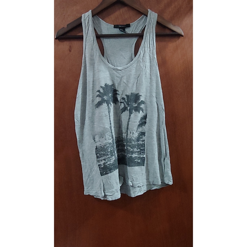 Forever 21 Palm Tree Racerback Tank Top